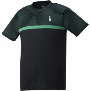ゴーセン GOSEN メンズ レディース ゲームシャツ ブラック T2408 39 テニス バドミントン 半袖シャツ トップス 試合 練習 吸汗速乾 JSTA
