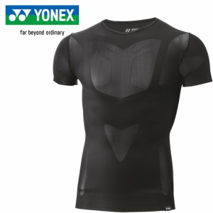 ヨネックス YONEX メンズ レディース バドミントン アンダーウェア ユニVネック半袖シャツ ブラック STBA1022 007 コンプレッション