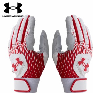 アンダーアーマー UNDER ARMOUR メンズ クリーンアップ バッティンググローブ 両手用 ホワイト/レッド/レッド 1384743 102 野球ウェア