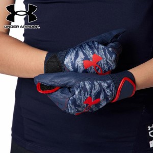 アンダーアーマー UNDER ARMOUR キッズ 野球ウェア 手袋 スターター バッティンググローブ 両手用 ミッドナイトネイビー/レッド 1384754