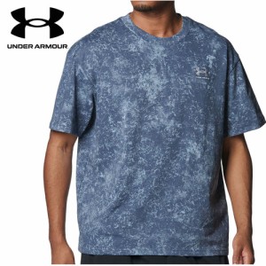 アンダーアーマー UNDER ARMOUR メンズ ヘビーウェイトコットン オーバーサイズ プリント ショートスリーブTシャツ ダウンプアグレー