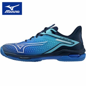 6月上旬入荷予定 ミズノ MIZUNO メンズ レディース テニスシューズ ウエーブエクシードツアー6 OC ブルー×ホワイト×ネイビー 61GB2472