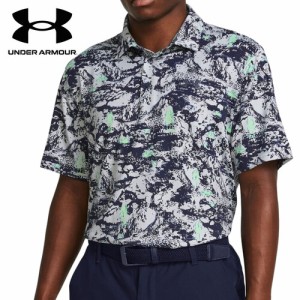 アンダーアーマー UNDER ARMOUR メンズ ゴルフウェア 半袖シャツ プレーオフ ポロ3.0 プリント グレー/グリーン/グレー 1378677 014