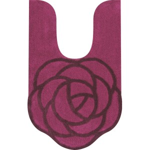 パープル　のローズモチーフ　薔薇をかたどった 耳長 トイレマット　バラデザイン　センコー SDS