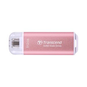 トランセンド SSD 外付け 512GB USB Type-C 高速 最大1050 MB/s 超小型,軽量9g PS4/PS5 動作確認済 USB 10Gbps ピンク TS512GESD300P