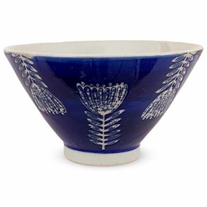 J-kitchens 勲山窯 茶碗 11cm 波佐見焼 日本製 北欧花紋 ブルー
