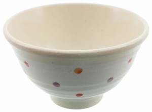 美濃焼 軽い器 飯碗 白化粧 水玉 ピンク K90042