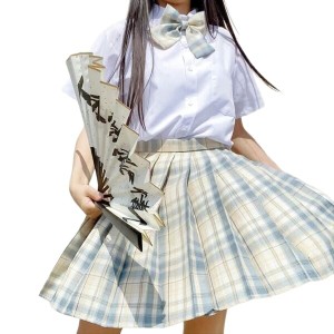 (ミシアラグジュアリー) プリーツスカート シャツ リボン ボウ セット 制服 女子高生 コスプレ ハイウエスト チェック柄 女の子 高校 ユ