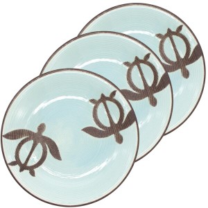 美濃焼 プレート 皿 パスタ皿 L 約25cm 3枚 食器セット 食洗機対応 電子レンジ対応 チミィ ハワイアン 軽量 ホヌ ウミガメ ブルー 日本製