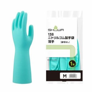 (ショーワグローブ) ケース販売・食品衛生法適合 No.138 ニトリルゴム製手袋薄手 Mサイズ グリーン 240双
