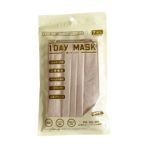1DAY MASK 小さめサイズ CREAM 1袋7枚入 2袋セット 不織布マスク 柄マスク
