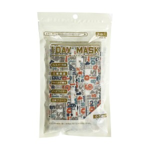 1DAY MASK 小さめサイズ NUMBERS-WHT 1袋7枚入 2袋セット 不織布マスク 柄マスク