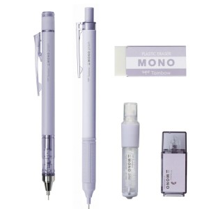 トンボ鉛筆 MONO ミネラルカラー 文房具セット シア—パープル （シャーペン0.5mm×2本 消しゴム×2個 修正テープ） PCC-543EAZ
