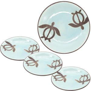 美濃焼 プレート 皿 パスタ皿 取皿 4枚 食器セット 食洗機対応 電子レンジ対応 チミィ ハワイアン 軽量 ホヌ ウミガメ ブルー 日本製