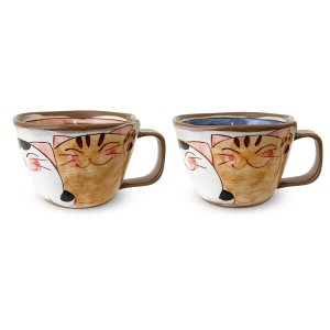 J-kitchens 工房祥 sho〜 スープカップ ペアー（レッド ブルー） 3匹の子猫 波佐見焼 日本製 / 179508