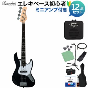 Bacchus バッカス WJB-Mini BLK ベース 初心者12点セット 【ミニアンプ付】 ジャズベースタイプ ミニサイズ 