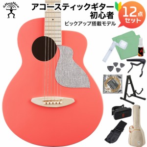 aNueNue アヌエヌエ aNN-MC10-LCE Living Coral アコースティックギターギター初心者12点セット エレアコ ミニギター ピックアップ付き【