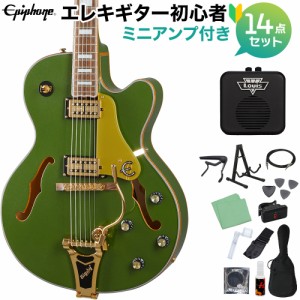 Epiphone エピフォン Emperor Swingster Forest Green Metaric エレキギター 初心者14点セット ミニアンプ付き フルアコギター 