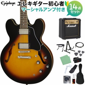 Epiphone エピフォン ES-335 Vintage Sunburst エレキギター 初心者14点セット マーシャルアンプ付き セミアコギター ES ES335