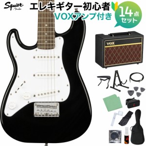 Squier by Fender スクワイヤー / スクワイア Mini Stratocaster Left-Handed Laurel Fingerboard Black エレキギター初心者14点セット 
