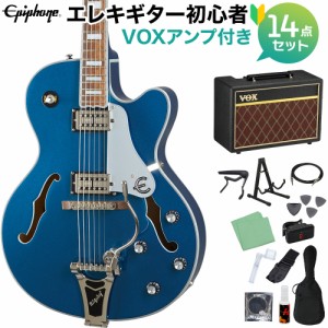 Epiphone エピフォン Emperor Swingster Delta Blue Metallic エレキギター 初心者14点セットVOXアンプ付き フルアコギター 