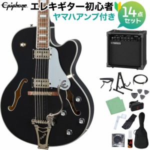 Epiphone エピフォン Emperor Swingster Black Aged Gloss エレキギター 初心者14点セット ヤマハアンプ付き フルアコギター 