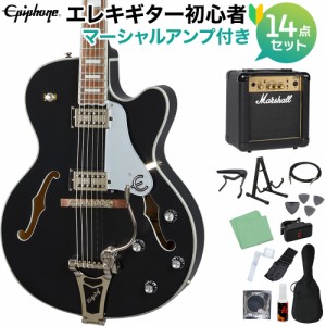 Epiphone エピフォン Emperor Swingster Black Aged Gloss エレキギター 初心者14点セット マーシャルアンプ付き フルアコギター 