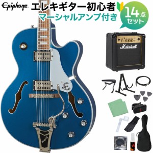 Epiphone エピフォン Emperor Swingster Delta Blue Metallic エレキギター 初心者14点セット マーシャルアンプ付き フルアコギター 