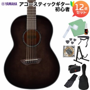YAMAHA ヤマハ CSF1M TBL (トランスルーセントブラック) アコースティックギター初心者12点セット エレアコギター トップ単板 スモールサ