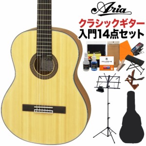 ARIA アリア A-10 クラシックギター初心者14点セット 650mm 松／サペリ 艶消し塗装 