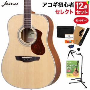 James ジェームス J-300D NAT アコースティックギター 教本付きセレクト12点セット 初心者セット 