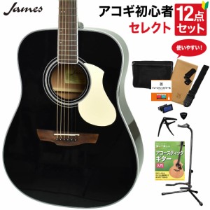 James ジェームス J-300D BLK アコースティックギター 教本付きセレクト12点セット 初心者セット 