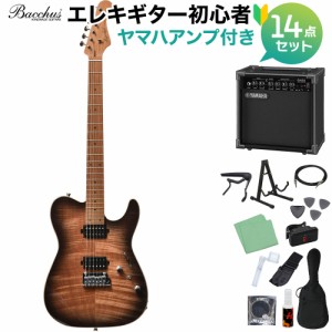 Bacchus バッカス TAC24 FMH-RSM/M N-BK-B エレキギター初心者14点セット 【ヤマハアンプ付き】 テレキャスタイプ ユニバースシリーズ 