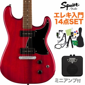 Squier by Fender スクワイヤー / スクワイア Paranormal Strat-O-Sonic Crimson Red Transparent エレキギター初心者14点セット 【ミニ