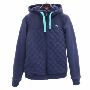 プーマ 長袖 薄中綿入 ジップパーカー L ネイビー PUMA 裏フリース レディース 240121