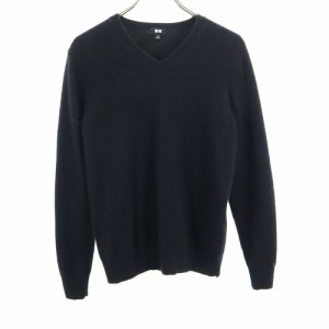 ユニクロ 長袖 カシミヤ Vネック セーター M ブラック UNIQLO レディース 240128