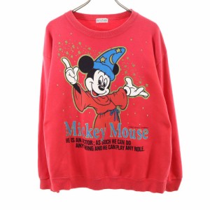 ミッキーファミリー 90s ミッキーマウス プリント トレーナー レッド Mickey Family スウェット オールド ヴィンテージ メンズ 240217