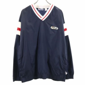 フィラ 90s オールド 長袖 プルオーバー ナイロンジャケット L ネイビー FILA メンズ 240311