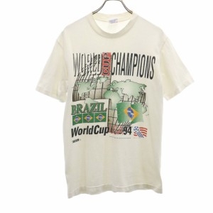 トレンチ 90s USA製 オールド ワールドカップ ブラジル プリント 半袖 Tシャツ M ホワイト TRENCH メンズ 240314