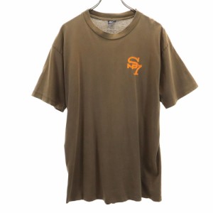 ステューシー 90s USA製 オールド 紺タグ プリント 半袖 Tシャツ L ブラウン STUSSY メンズ 240314