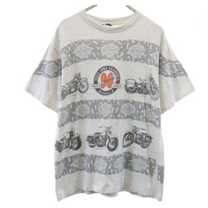 ハーレーダビッドソン 総柄 半袖 Tシャツ グレー Halrey Davidson メンズ 240318