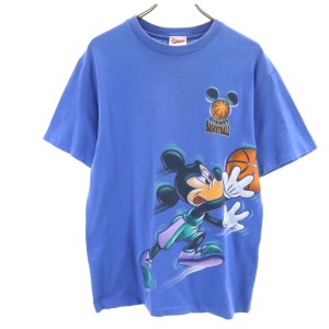 ディズニーアスレティックス 90s USA製 オールド プリント ミッキー 半袖 Tシャツ M Disney ATHLETICS バスケットボール メンズ 240320