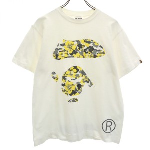 アベイシングエイプ 日本製 プリント 半袖 Tシャツ S ホワイト A BATHING APE メンズ 240321