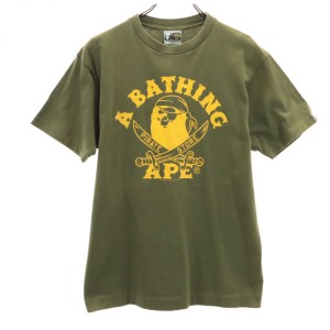 ベイプ 日本製 プリント 半袖 Tシャツ M グリーン BAPE A BATHING APE メンズ 240321