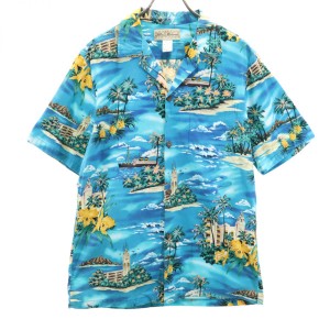 BLUEHAWAII 90s ハワイ製 USA製 オールド 総柄 半袖 アロハシャツ M ブルー メンズ 240322