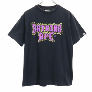 ベイプ 日本製 プリント 半袖 Tシャツ L ブラック BAPE A BATHING APE メンズ 240324