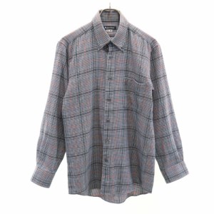 アクアスキュータム 日本製 ウール 千鳥柄 長袖 ボタンダウンシャツ グレー系 Aquascutum メンズ 240325