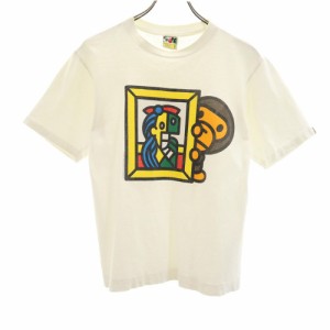 ベイプ 日本製 プリント 半袖 Tシャツ S ホワイト BAPE アベイシングエイプ A BATHING APE BABYMILO メンズ 240325