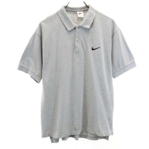 ナイキ 90s 00s 白タグ オールド 半袖 ポロシャツ M グレー NIKE 鹿の子 メンズ 240326