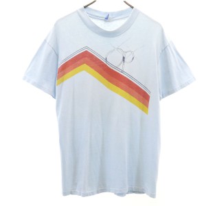 オーピー 70s  ヴィンテージ 初期タグ オーシャンパシフィック プリント 半袖 Tシャツ L ブルー OP Ocean Pacific メンズ 240327